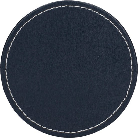 Creative Tops Onderzetters 10 Cm Kunstleer Grijs/blauw 4 Stuks