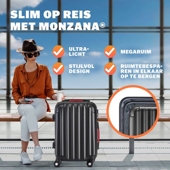 Monzana Hardcase Kofferset Baseline – 3 Stuks M/L/XL - Zwart