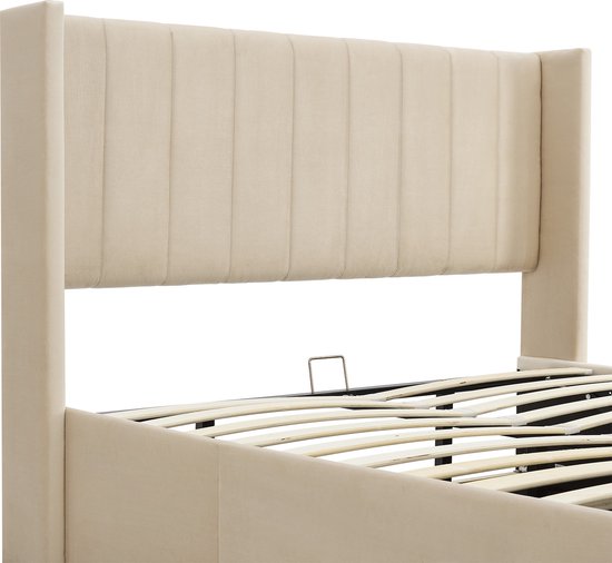 Gestoffeerd bed Savona - 200 x 120 cm - Beige - Incl. Bedlade
