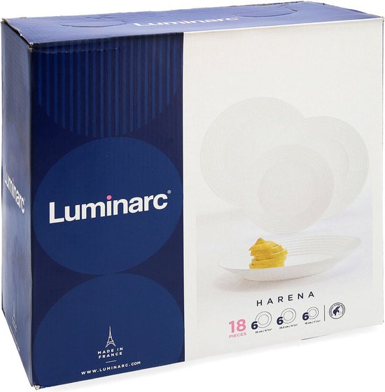 Serviesset Luminarc 1700 Wit Glas 18 Onderdelen