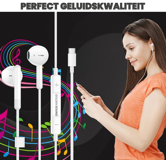 Golden Sound bedrade oordopjes - Oordopjes met draad en microfoon - USB-C aansluiting