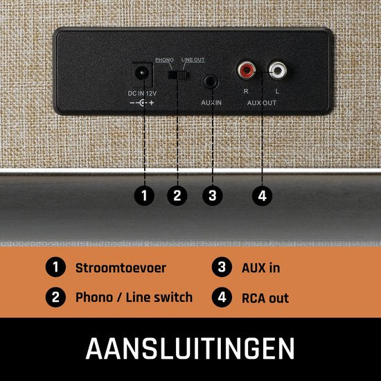 Lenco Platenspeler met Bluetooth - Vier ingebouwde Speakers 40W RMS - LS-440BUBG - Blauw Grijs