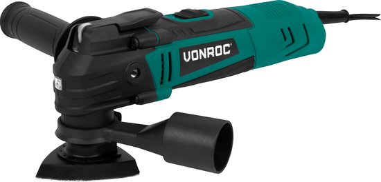 VONROC Oscillerende multitool 350W – Variabel toerental 12.000 – 22.000 p/min. – Incl. Schuurplaat, zaagblad, schraapmes en stofzuigeradapter
