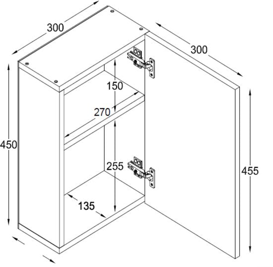VDD - Spiegelkast - badkamerkast - toiletkast - wastafel meubel - medicijnkastje - spiegel kast - kast met spiegel - 30 x 45 x 14 cm - Wit