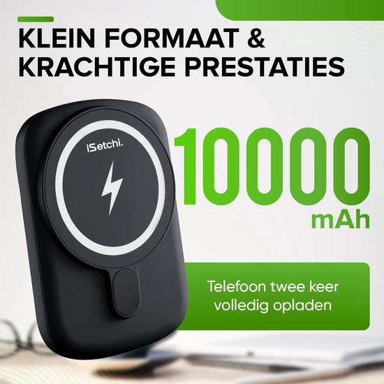 iSetchi Powerbank 10000 mAh - Klein - 20W USB-C - MagSafe