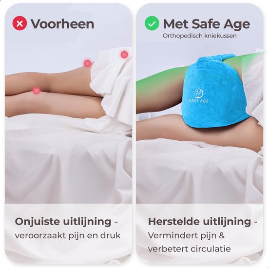 Safelife kniekussen orthopedisch - beenkussen zijslaper - zijslaapkussen - kniekussen voor in bed zijslapers - knie kussen - zijslaap kussen volwassenen