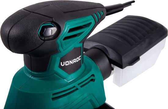 VONROC Multischuurmachine – Incl. Stofopvangbox & Schuurpapier – 130 W – Zwart