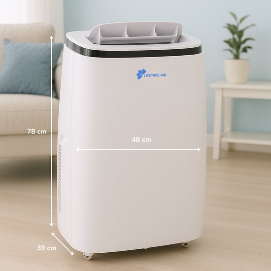 Lifetime Air Mobiele Airco – 14.000 BTU - Airconditioner incl. Raamafdichting kit - Airconditioning, Luchtontvochtiger en Ventilator - Air Conditioner met Slang – Verkoeling tot 96m3 – Timer en Afstandsbediening