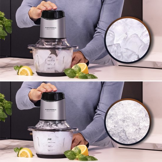 JAP Appliances Multi Chop + Uitbreidingspakket - Hakmolen met glazen kom 600ml - IJscrusher, knoflookpeller en eierklopper - Vaatwasserbestendig - 400W