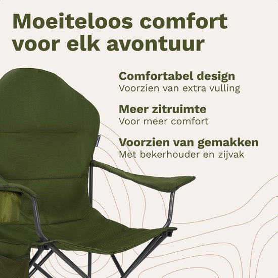 TRVLMORE Campingstoelen XXL - Opvouwbaar - 2-Pack - 160KG Draagvermogen - Incl. Draagtas - Klapstoel - Visstoel - Kampeerstoel - Vouwstoel - Groen