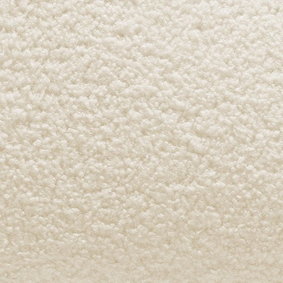 tectake® Loungefauteuil - Ronde relaxfauteuil - Teddyfauteuil - Gestoffeerde stoel - Bouclé bekleding - Leesfauteuil van pluche - Scandinavische stijl - creme wit