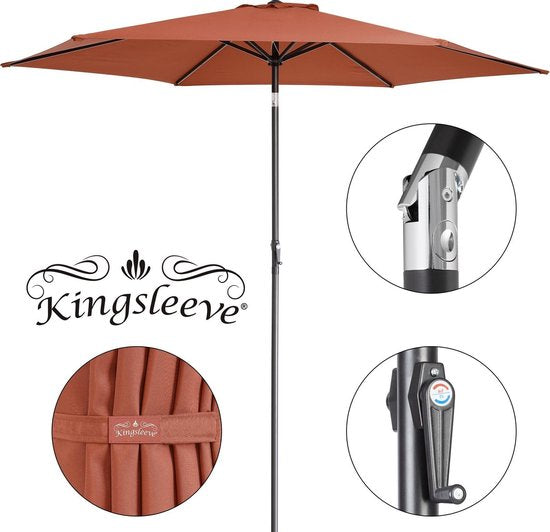 Kingsleeve Parasol Tahitit Ø300cm – Slinger & Kantelbaar - Terracotta