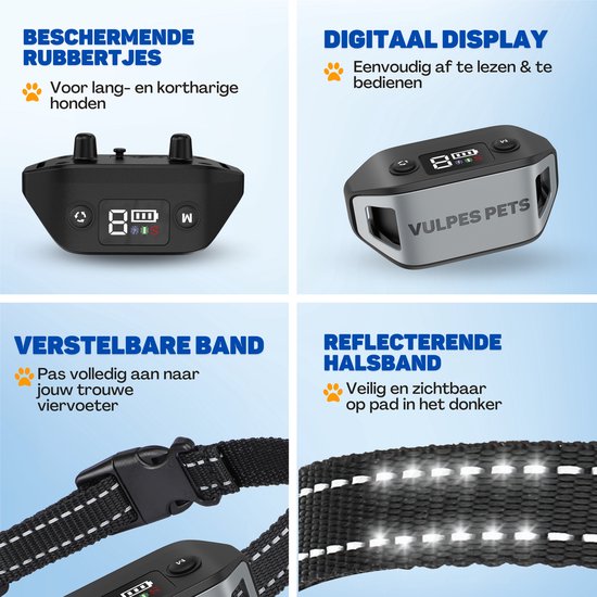 Vulpes Goods® Anti Blafband MAX - Opvoedingshalsband Zonder Schok - Anti Blaf Apparaat voor Kleine & Grote Honden - Waterdicht - Oplaadbaar - Vibratie en Audio - 3 Extra Halsbanden
