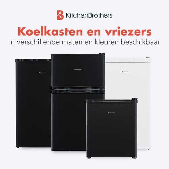 KitchenBrothers Koelkast - 61L Koelvak - 24L Vriesvak - IJskast - Koelvriescombinatie - Frigo - Vrijstaand - Zwart