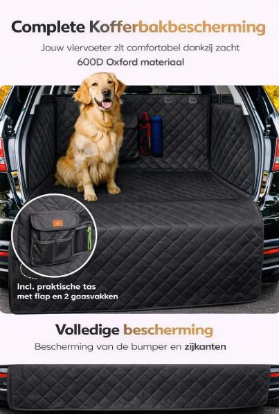 Autokofferbeschermer hond gewatteerd met zij- en kofferbakbescherming, hondendeken, autokofferbak, waterdicht en krasbestendig, universele kofferbakbeschermingsmat voor honden
