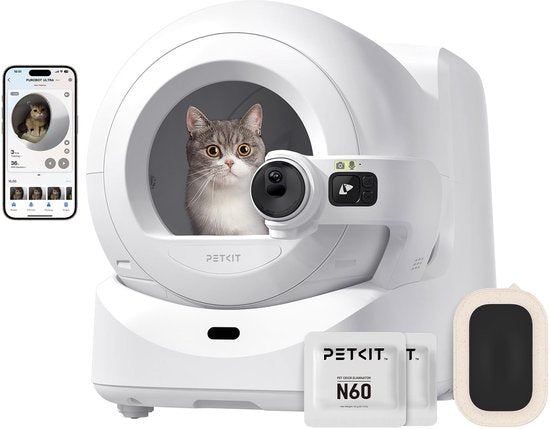 PETKIT Purobot Ultra zelfreinigende kattenbak, zelfreinigende kattenbak met 1080P HD-camera, intelligente reiniging, 70 liter inhoud, AI-gezondheidsmonitoring, ultra stil en veilig