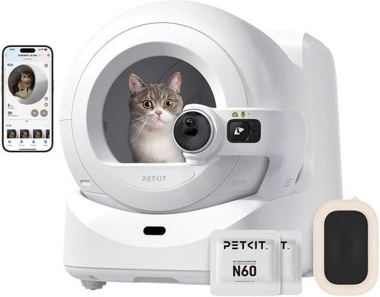 PETKIT Purobot Ultra zelfreinigende kattenbak, zelfreinigende kattenbak met 1080P HD-camera, intelligente reiniging, 70 liter inhoud, AI-gezondheidsmonitoring, ultra stil en veilig