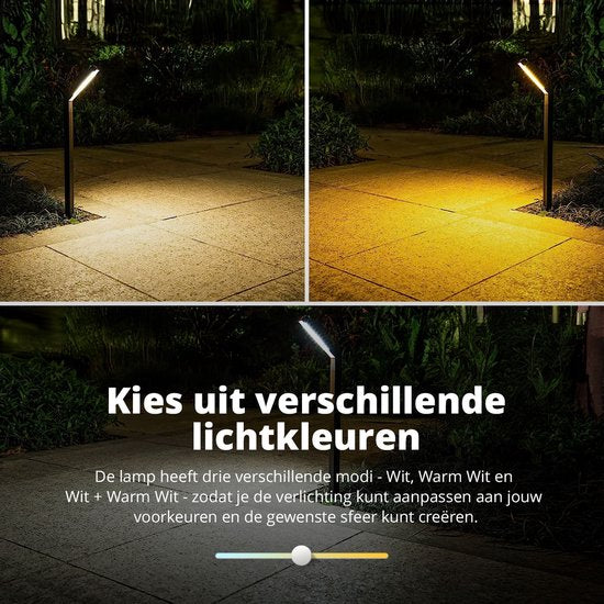 FlinQ Yora Solar Tuinverlichting - Tuinlampen op zonne-energie - Buitenlamp - Aluminium - 2-pack - Zwart