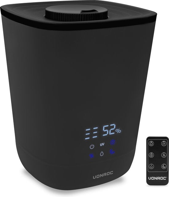VONROC Luchtbevochtiger 4,5 liter - ultrasoon - UV-sterilisatie - 360° mistuitlaat - Incl. afstandsbediening