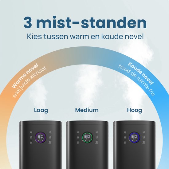 Auronic Luchtbevochtiger - 4 l Capaciteit - Aromatherapie - Nachtmodus - BPA-vrij & Fluisterstil - 360 Graden Mondstuk - Kunststof - Zwart