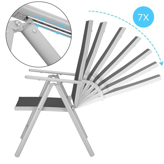 Casaria - Aluminium Tuinstoel 2 stuks Inklapbaar - Zilver