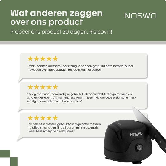 Noswo Elektrische Messenslijper - Multifunctioneel - Geschikt voor Messen, Schroevendraaiers en Scharen - Anti Slip - Zwart