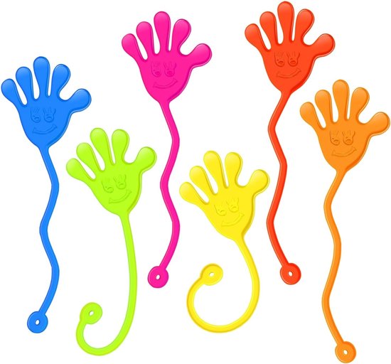 Partizzle 48x Kleverige Plakhandjes - Sticky Hands Uitdeelcadeautjes - Grabbelton Traktatie Cadeautjes - Sensorisch Klein Speelgoed - Voor Kinderen & Peuters