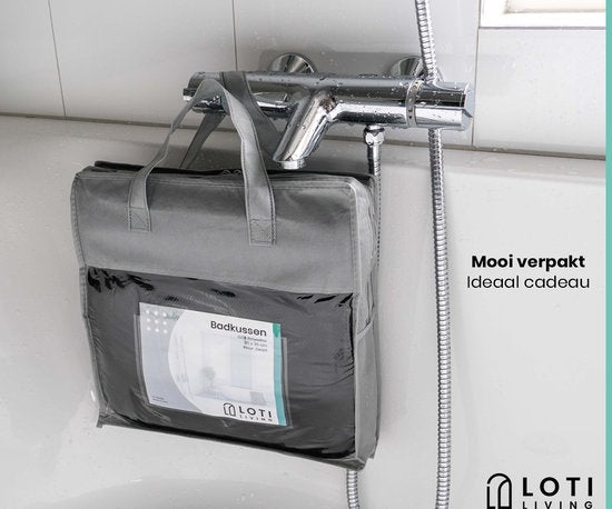 Loti Living Badkussen voor in bad – Badkussen – Nekkussen bad – Hoofdsteun bad – Badkussen met zuignappen – 6 Zuignappen – Ergonomisch nekkussen – Antislip - Zwart