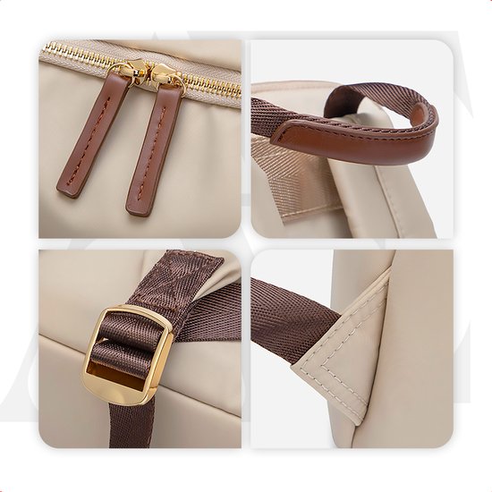 Aramae® - Rugzak Dames - Laptoptas 15.6 Inch - Rugtas Dames - Rugzak Meisje - Rugtas Beige - Schooltas