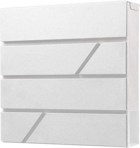 BRASQ Brievenbus Hangend Wit Deluxe - Wandbrievenbus met Slot en krantenvak - Incl. Montagemateriaal & 2 Sleutels - Postbus - brievenbus - RVS