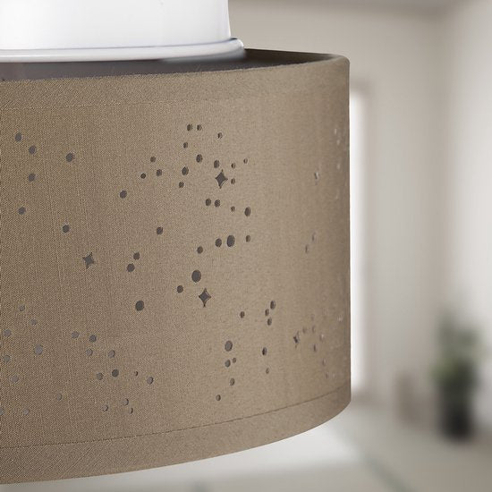 Monzana Plafondlamp - Sterrenhemel Rond 30cm 40 Watt Stof - Taupe