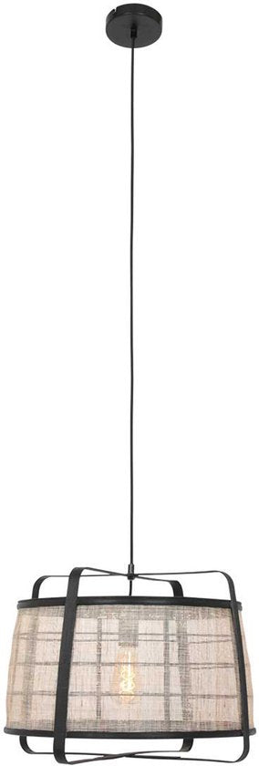 Anne Lighting - hanglamp - Capos - zwart - hout stof - Ø 48cm - E27 - 3511ZW