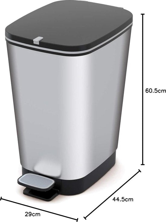 Kis Chic Bin Pedaalemmer - 50 l - Zilver - Maat L