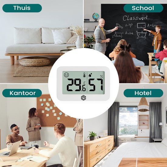 Ease Electronicz Hygrometer & Thermometer - Weerstation - Luchtvochtigheidsmeter - Thermometer Voor Binnen - Incl. Batterij en Plakstrip