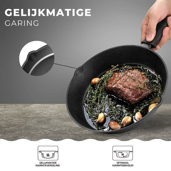 Castex Gietijzeren Pan Tri-Set - Cast Iron Skillet - Koekenpan - Koekenpannen - Koekenpannenset - BBQ - Pannen - Pannenset - Inductie