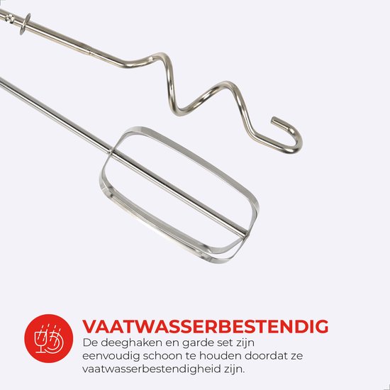 Bourgini Retro Handmixer - 5 snelheden en turbofunctie - RVS deeghaken en gardes - Zwart