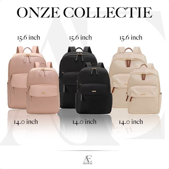 Aramae® - Rugzak Dames - Laptoptas 15.6 Inch - Rugtas Dames - Rugzak Meisje - Rugtas Beige - Schooltas
