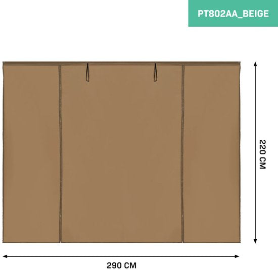VONROC Zijwanden Set - Voor Premium Partytent PT501XX – Waterdicht - 50+ UV Bescherming - Beige