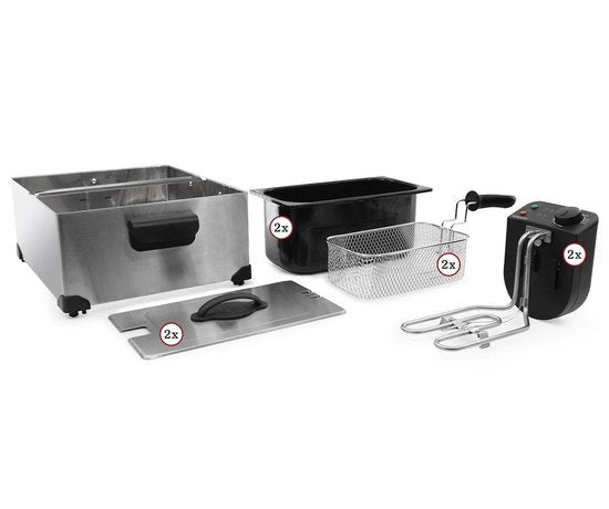 Tomado Dubbele Frituurpan – 2 x 3 liter – 3600 W – 52 x 41 x 21,5 cm – RVS