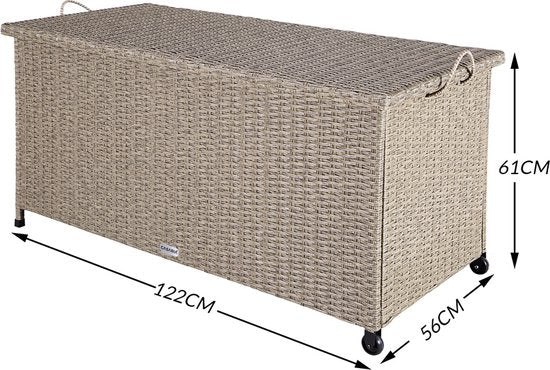 Casaria Opbergkist – Weerbestendig 122x56x61cm 360L - Crème