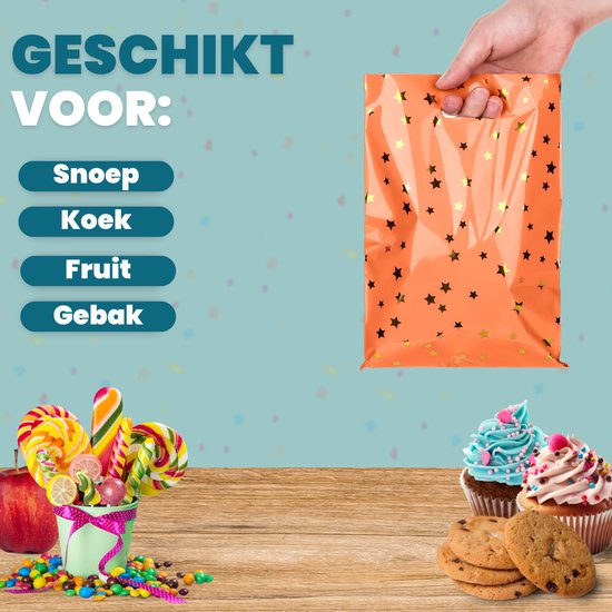 Feestio Uitdeelzakjes 100 Stuks - 17 x 25 cm - Snoepzakjes - Traktatie Zakjes Kinderfeestje - Cadeauzakjes Cadeautasjes - Verjaardag