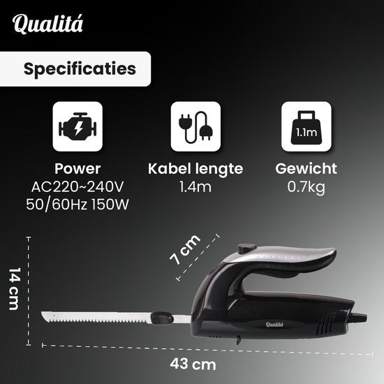 Qualitá® Elektrisch Mes – Elektrisch Broodmes Vleesmes – Broodsnijder