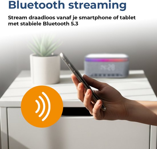 Denver Wekker met Draadloze Oplader - White Noise Machine - Digitale Wekker - Bluetooth - FM Radio - Dubbel Alarm - Dimmer - CRQ225