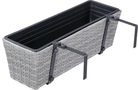 Casaria Polyrattan Bloembak – 2 Stuks Incl. Ophangbeugels - Grijs