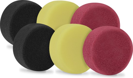 VONROC Polijstschijven/Polijst pads schuim voor polijstmachines – Starterset - 75mm, 6 stuks