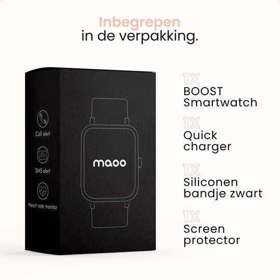 MAOO BOOST Smartwatch – Inclusief Screenprotector – Waterproof – Dames Smartwatch Rosé Goud – Stappenteller, Hartslag & Slaapmonitor – Multisport – Android & iOS – Roze