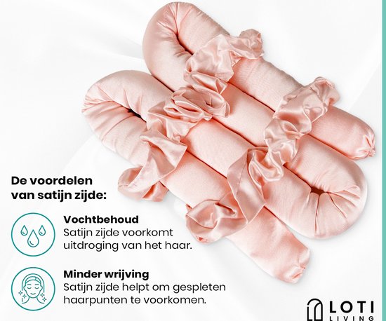 Loti Living Heatless Curls Set – Roze – Hittevrije Krullen zonder Beschadiging – Haarrollers – Haarkruller – Krullen zonder hitte – Inclusief 2 Scrunchies