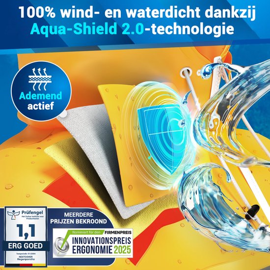 Nextcover Regenponcho Fiets voor Dames en Heren | Regencape met AquaShield 2.0 Technologie, Winddicht & Waterdicht | Ideaal voor Fietsen, Wandelen en Vissen | Fietsponcho Volwassenen Unisex Pasvorm | Poncho