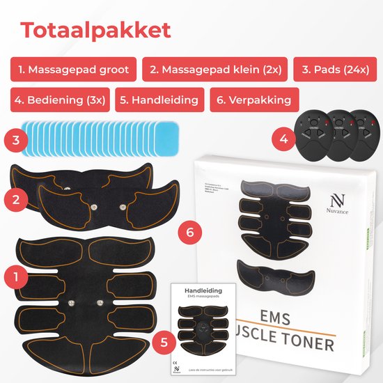 Nuvance - Buikspiertrainers Elektrisch - EMS Trainer - Ab Trainer - Buiktrainer - Sixpack Trainer - EMS Spierstimulator