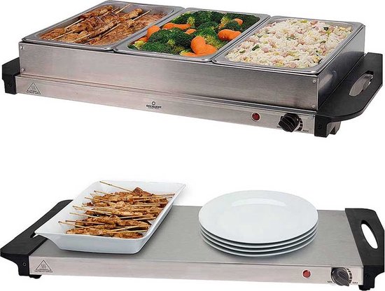 Excellent Electrics - Elektrische 2 in 1 RVS Buffetwarmer (300W) -3x2.5 liter
